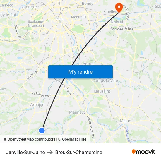 Janville-Sur-Juine to Brou-Sur-Chantereine map