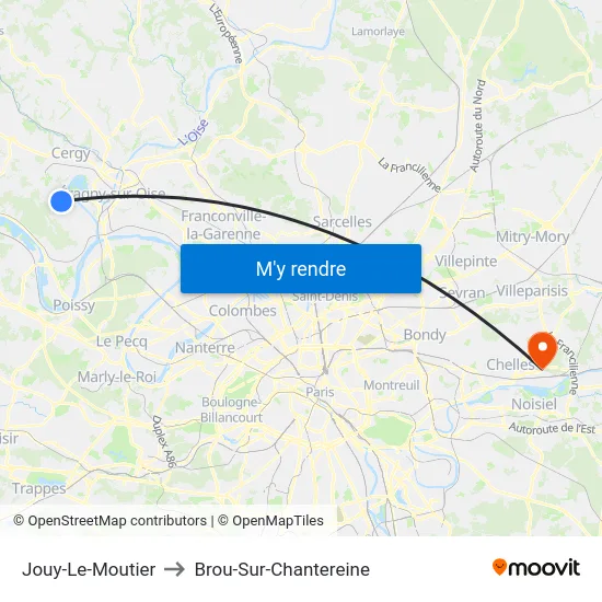 Jouy-Le-Moutier to Brou-Sur-Chantereine map