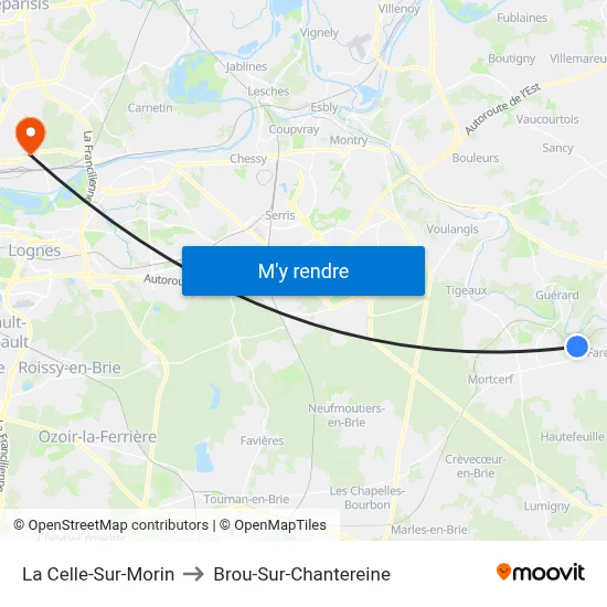 La Celle-Sur-Morin to Brou-Sur-Chantereine map