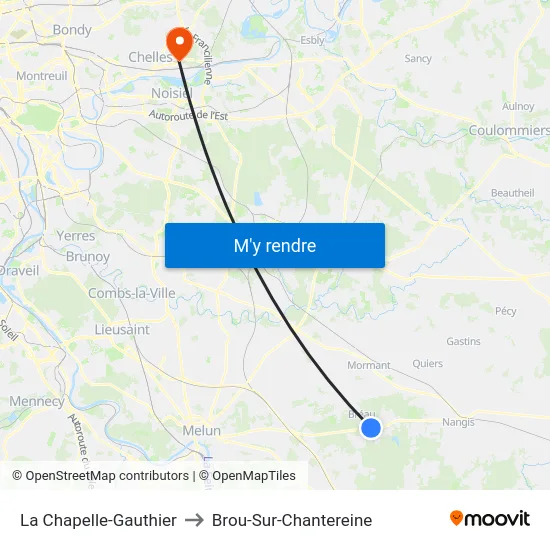 La Chapelle-Gauthier to Brou-Sur-Chantereine map