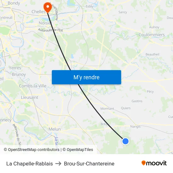La Chapelle-Rablais to Brou-Sur-Chantereine map