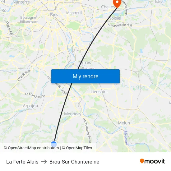 La Ferte-Alais to Brou-Sur-Chantereine map