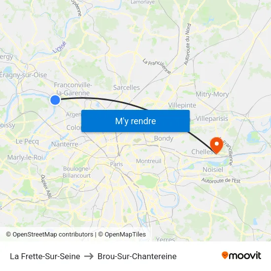La Frette-Sur-Seine to Brou-Sur-Chantereine map