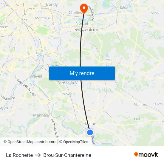 La Rochette to Brou-Sur-Chantereine map