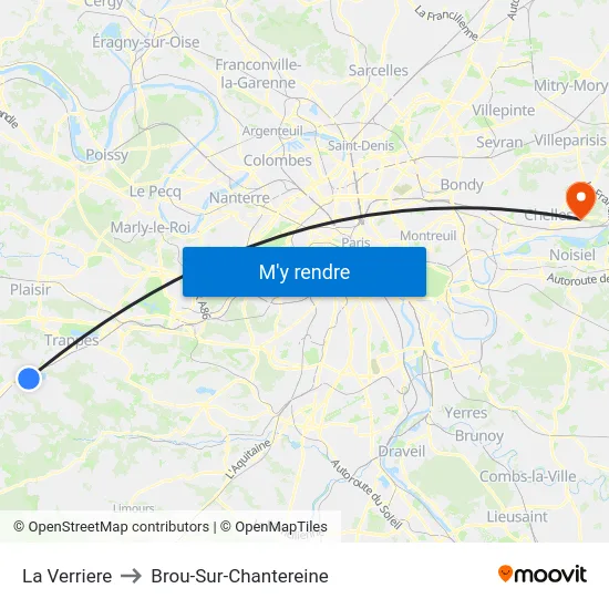 La Verriere to Brou-Sur-Chantereine map