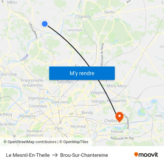 Le Mesnil-En-Thelle to Brou-Sur-Chantereine map