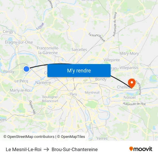 Le Mesnil-Le-Roi to Brou-Sur-Chantereine map