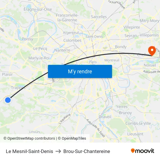 Le Mesnil-Saint-Denis to Brou-Sur-Chantereine map