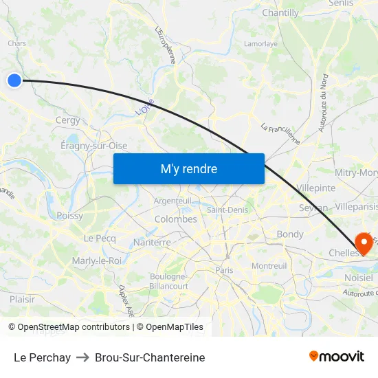 Le Perchay to Brou-Sur-Chantereine map