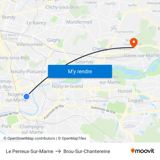 Le Perreux-Sur-Marne to Brou-Sur-Chantereine map