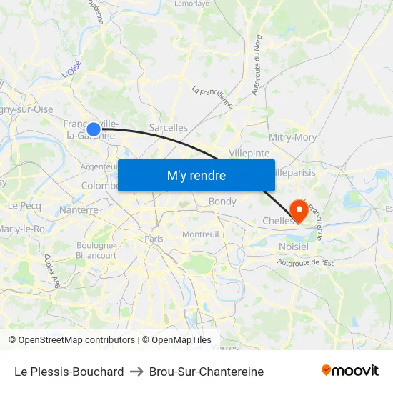 Le Plessis-Bouchard to Brou-Sur-Chantereine map