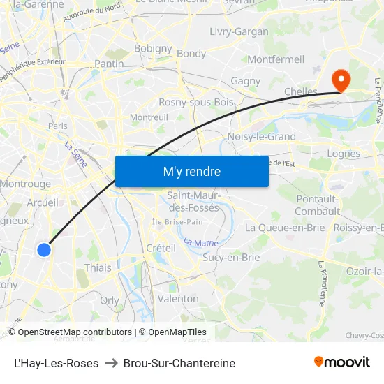 L'Hay-Les-Roses to Brou-Sur-Chantereine map