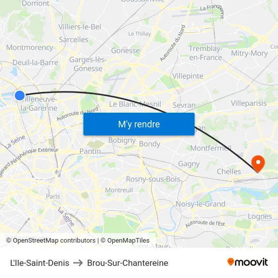 L'Ile-Saint-Denis to Brou-Sur-Chantereine map