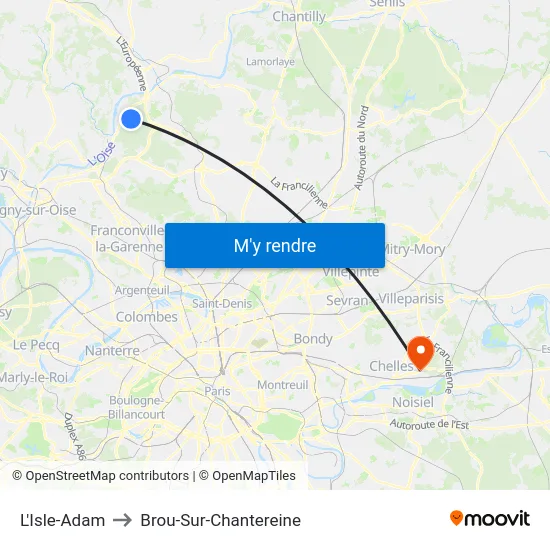 L'Isle-Adam to Brou-Sur-Chantereine map