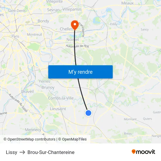 Lissy to Brou-Sur-Chantereine map