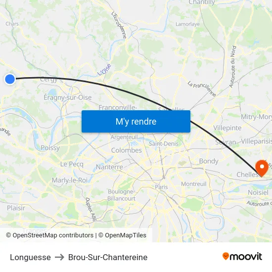 Longuesse to Brou-Sur-Chantereine map