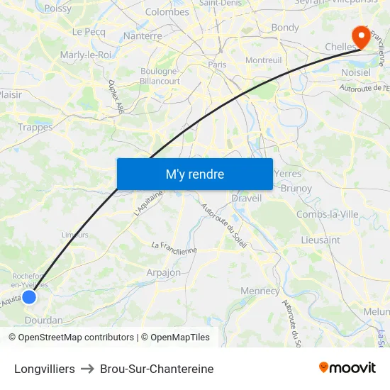 Longvilliers to Brou-Sur-Chantereine map