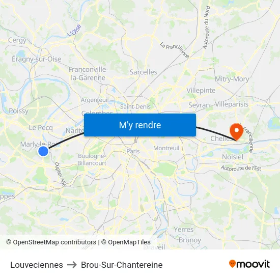 Louveciennes to Brou-Sur-Chantereine map