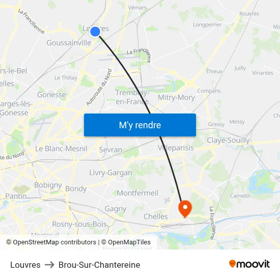 Louvres to Brou-Sur-Chantereine map
