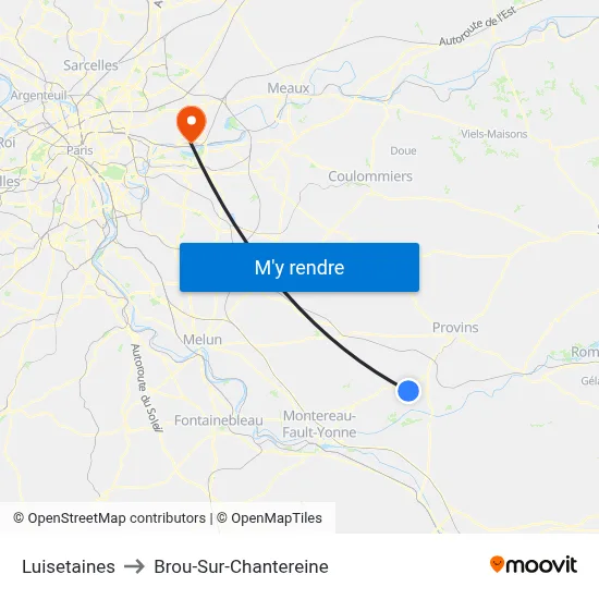 Luisetaines to Brou-Sur-Chantereine map