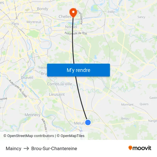 Maincy to Brou-Sur-Chantereine map