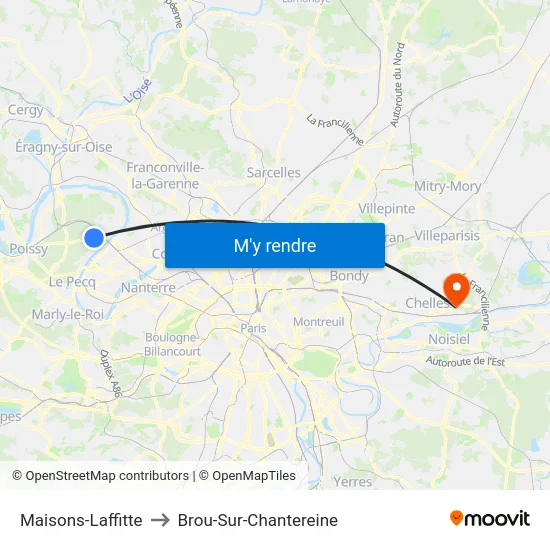 Maisons-Laffitte to Brou-Sur-Chantereine map