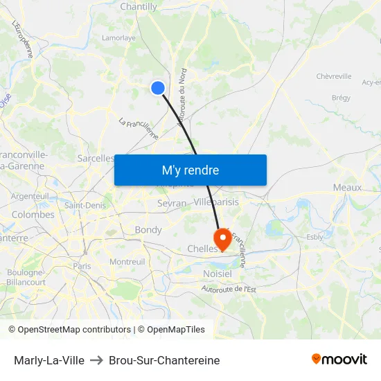 Marly-La-Ville to Brou-Sur-Chantereine map