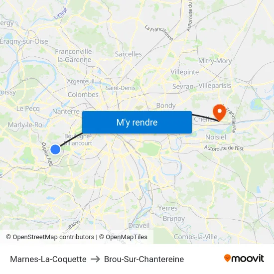 Marnes-La-Coquette to Brou-Sur-Chantereine map