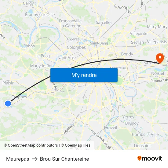 Maurepas to Brou-Sur-Chantereine map