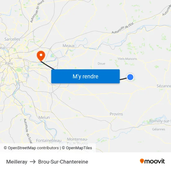 Meilleray to Brou-Sur-Chantereine map