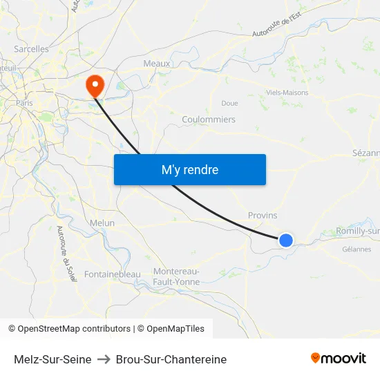 Melz-Sur-Seine to Brou-Sur-Chantereine map