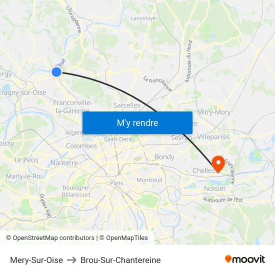 Mery-Sur-Oise to Brou-Sur-Chantereine map