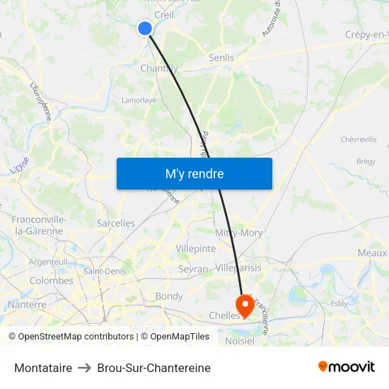 Montataire to Brou-Sur-Chantereine map