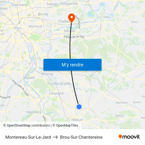 Montereau-Sur-Le-Jard to Brou-Sur-Chantereine map