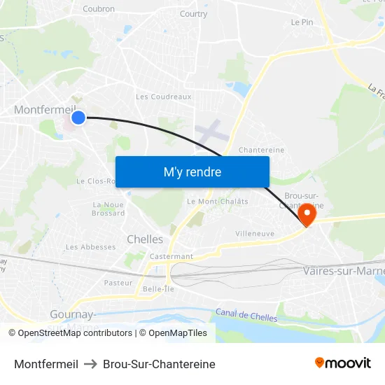 Montfermeil to Brou-Sur-Chantereine map