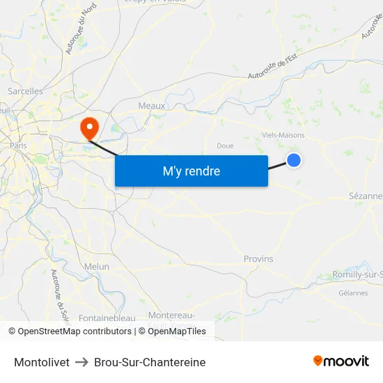 Montolivet to Brou-Sur-Chantereine map