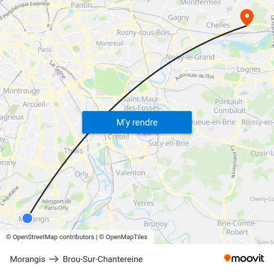 Morangis to Brou-Sur-Chantereine map