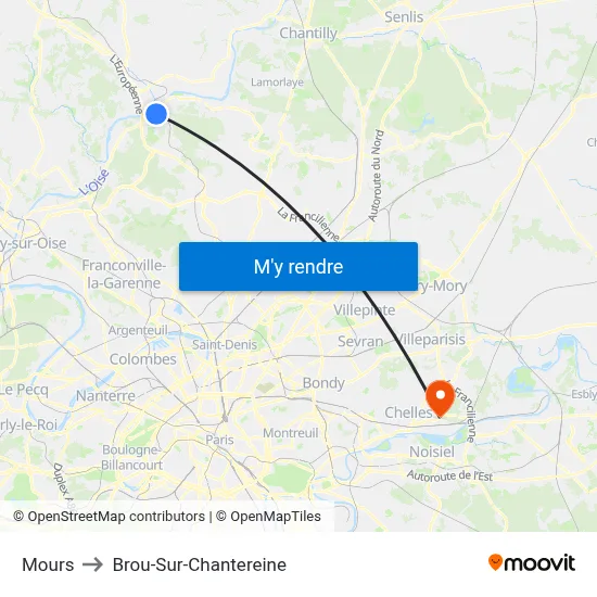 Mours to Brou-Sur-Chantereine map