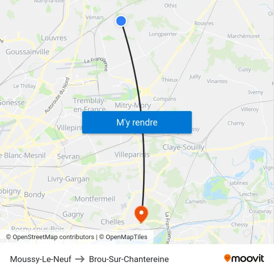 Moussy-Le-Neuf to Brou-Sur-Chantereine map