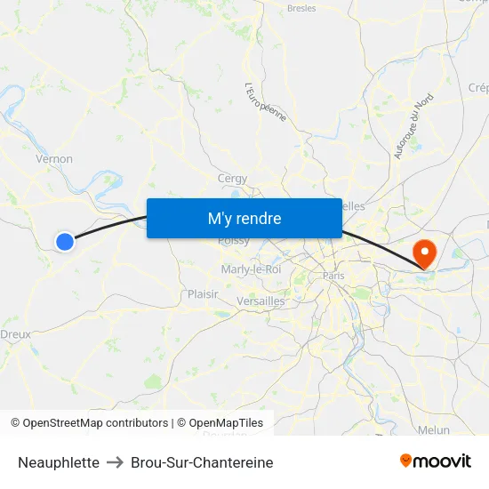 Neauphlette to Brou-Sur-Chantereine map