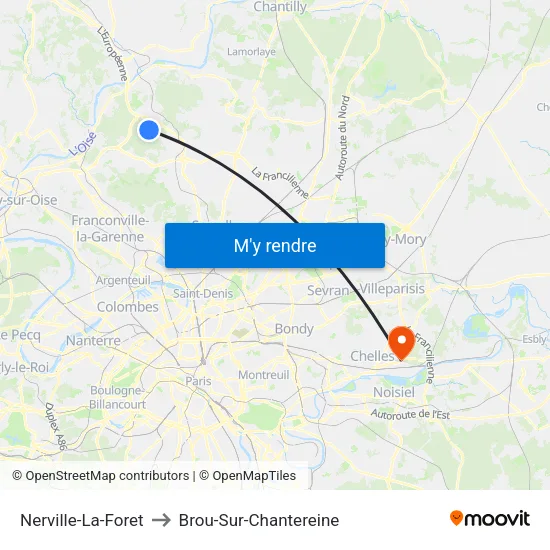 Nerville-La-Foret to Brou-Sur-Chantereine map