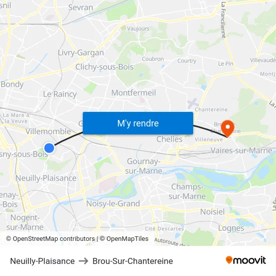 Neuilly-Plaisance to Brou-Sur-Chantereine map