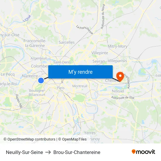Neuilly-Sur-Seine to Brou-Sur-Chantereine map