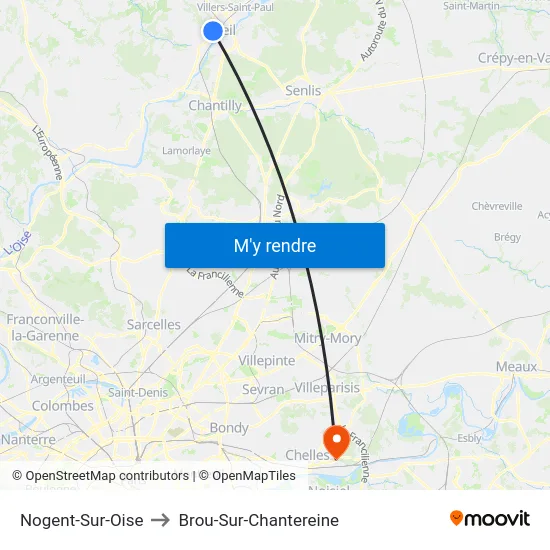 Nogent-Sur-Oise to Brou-Sur-Chantereine map