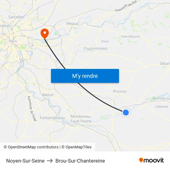 Noyen-Sur-Seine to Brou-Sur-Chantereine map