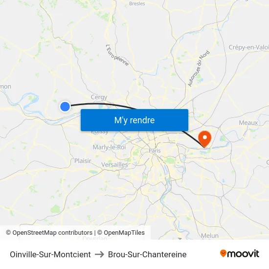Oinville-Sur-Montcient to Brou-Sur-Chantereine map