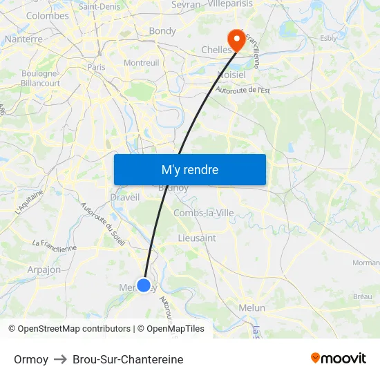 Ormoy to Brou-Sur-Chantereine map
