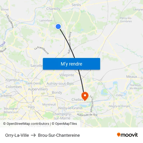 Orry-La-Ville to Brou-Sur-Chantereine map