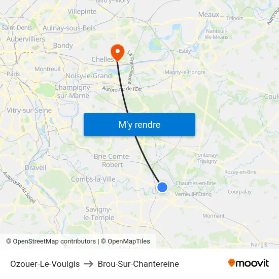 Ozouer-Le-Voulgis to Brou-Sur-Chantereine map