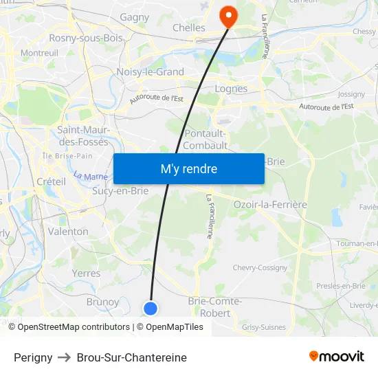 Perigny to Brou-Sur-Chantereine map